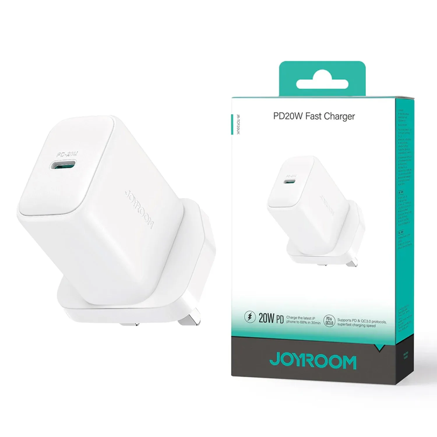 JOYROOM JR-TCF20 UK PLUG PD 20W CHARGER WHITE