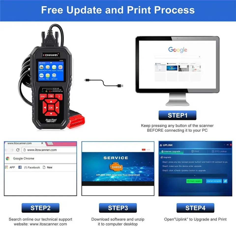 KONNWEI KW850 Full Function Car Diagnosis Car Scanner Universal OBD Engine Code Reader