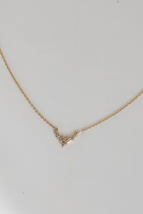 Leah Gold Rhinestone Charm Necklace