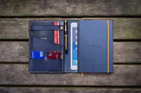 Leather Rhodia A5 Notebook & iPad Mini Cover - Navy Blue