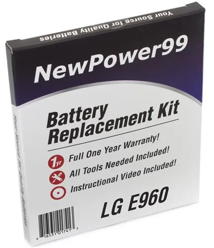 LG E960 Battery Replacement Kit with Tools, Video Instructions and Extended Life Battery