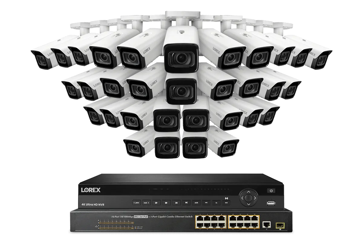 Lorex Elite Series NVR with N4 (Nocturnal Series) IP Bullet Cameras - 4K 32-Channel 8TB Wired System