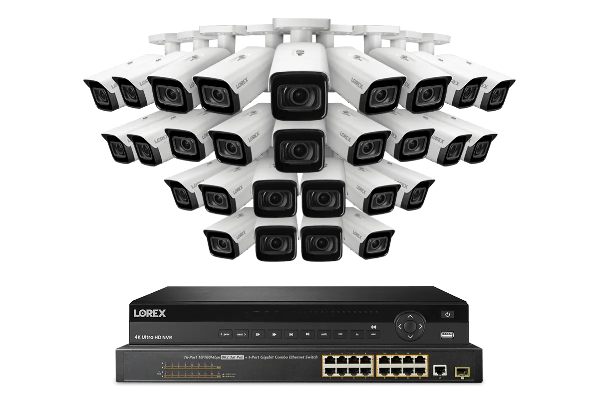 Lorex Elite Series NVR with N4 (Nocturnal Series) IP Bullet Cameras - 4K 32-Channel 8TB Wired System