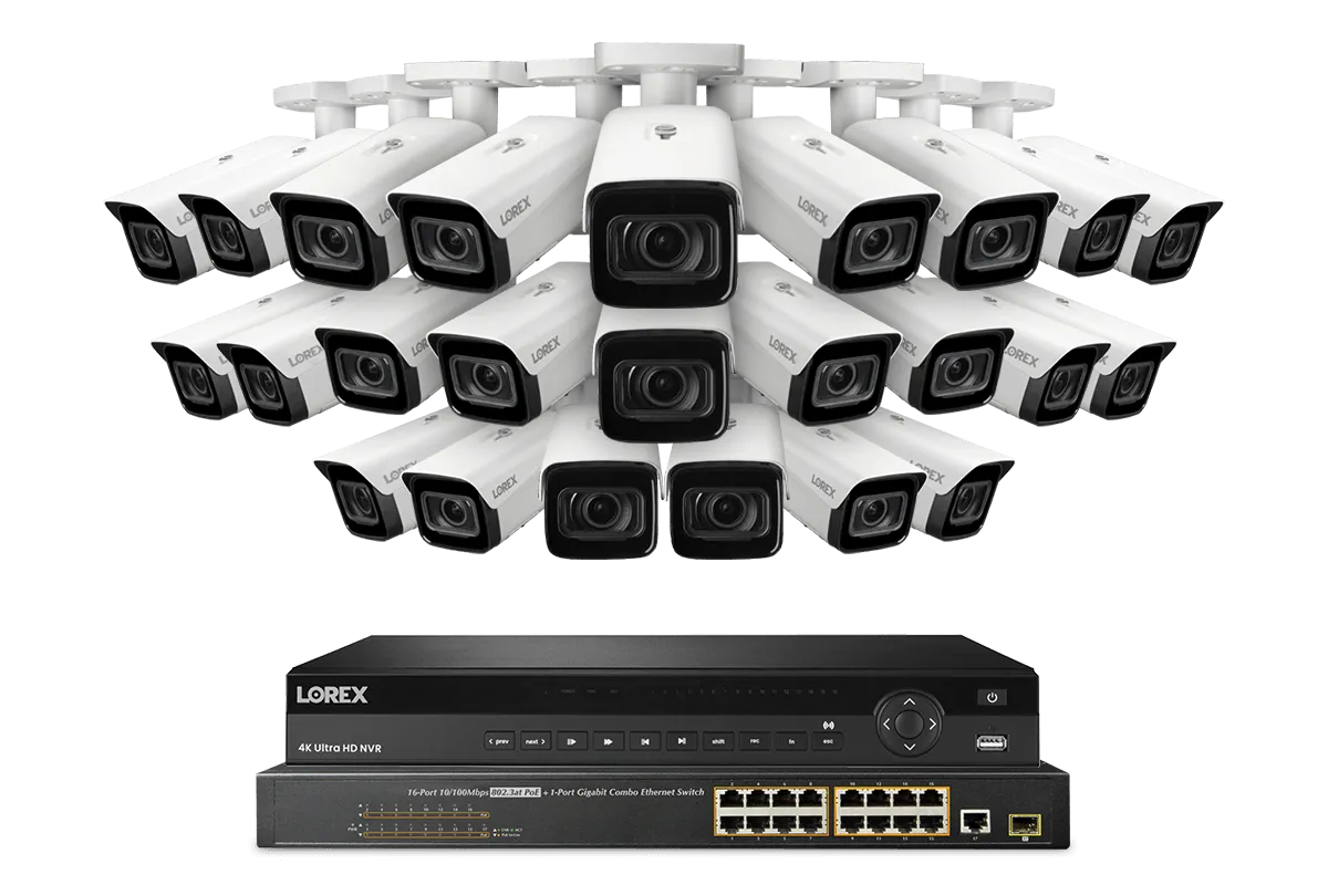 Lorex Elite Series NVR with N4 (Nocturnal Series) IP Bullet Cameras - 4K 32-Channel 8TB Wired System