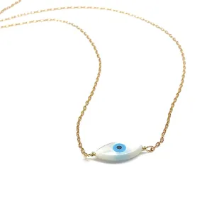 MOTHER OF PEARL EVIL EYE NECKLACE