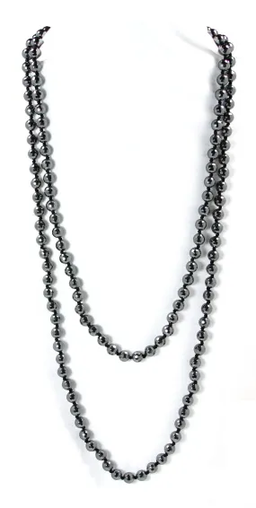 Necklace - Beaded Hematite 56"