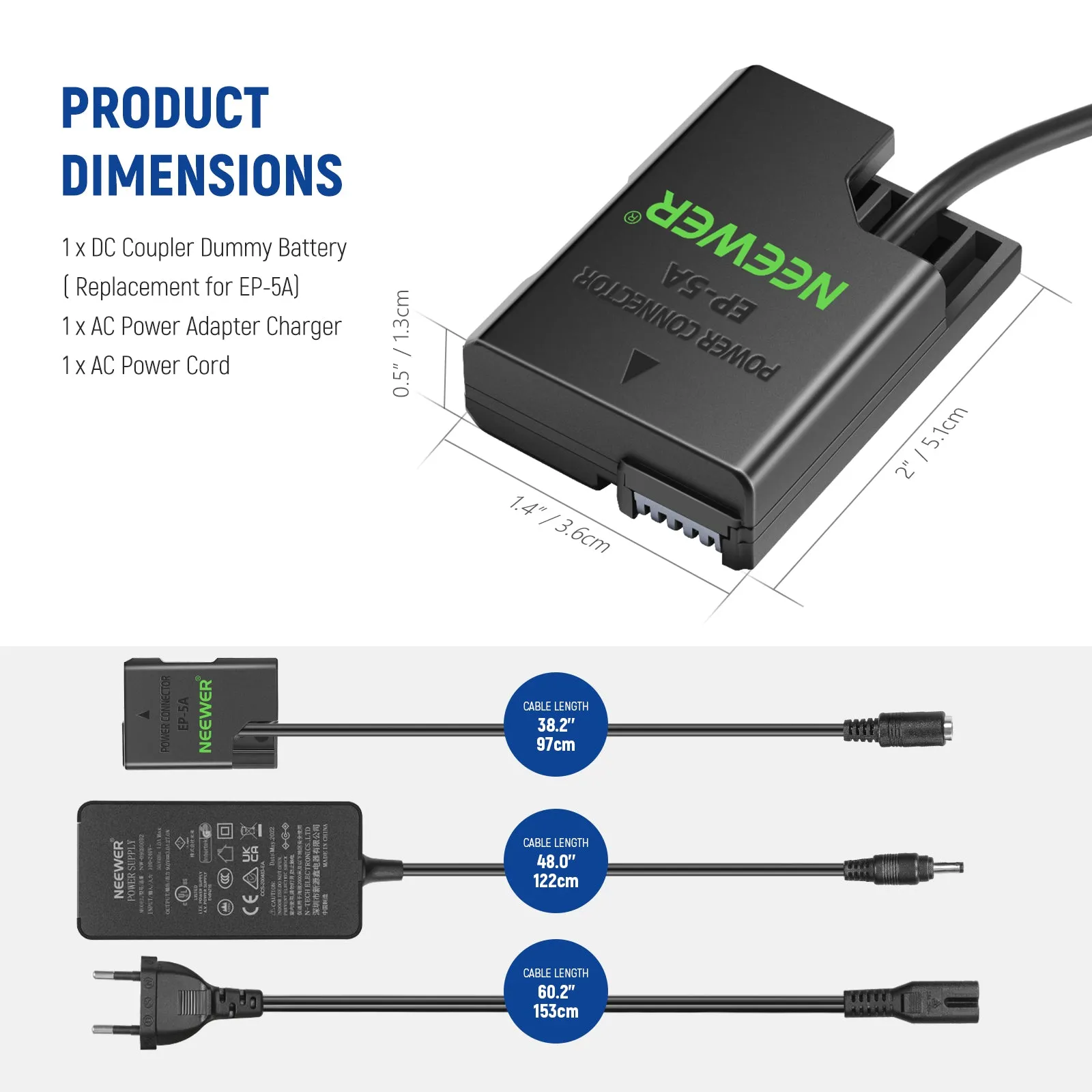 NEEWER NT-EL14 Nikon Dummy Battery AC Power Adapter