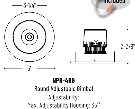 Nora NPR-4RGCDX 4" Pearl LED Round Adjustable Gimbal Retrofit, Comfort Dim