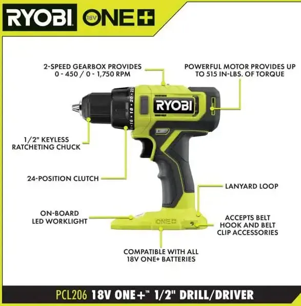 Open Box - ONE  18V Cordless 1/2 in. Drill/Driver Kit with (2) 1.5 Ah Batteries and Charger