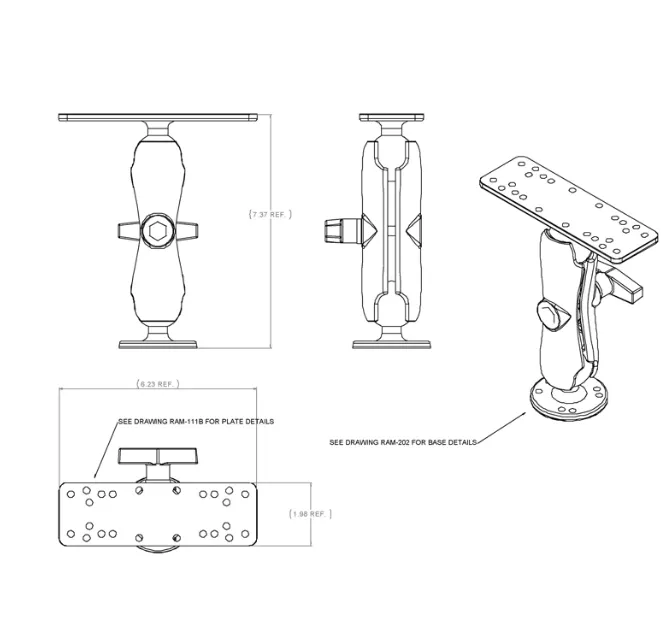 RAM Universal Sounder/Electronics Mount - 38mm ball