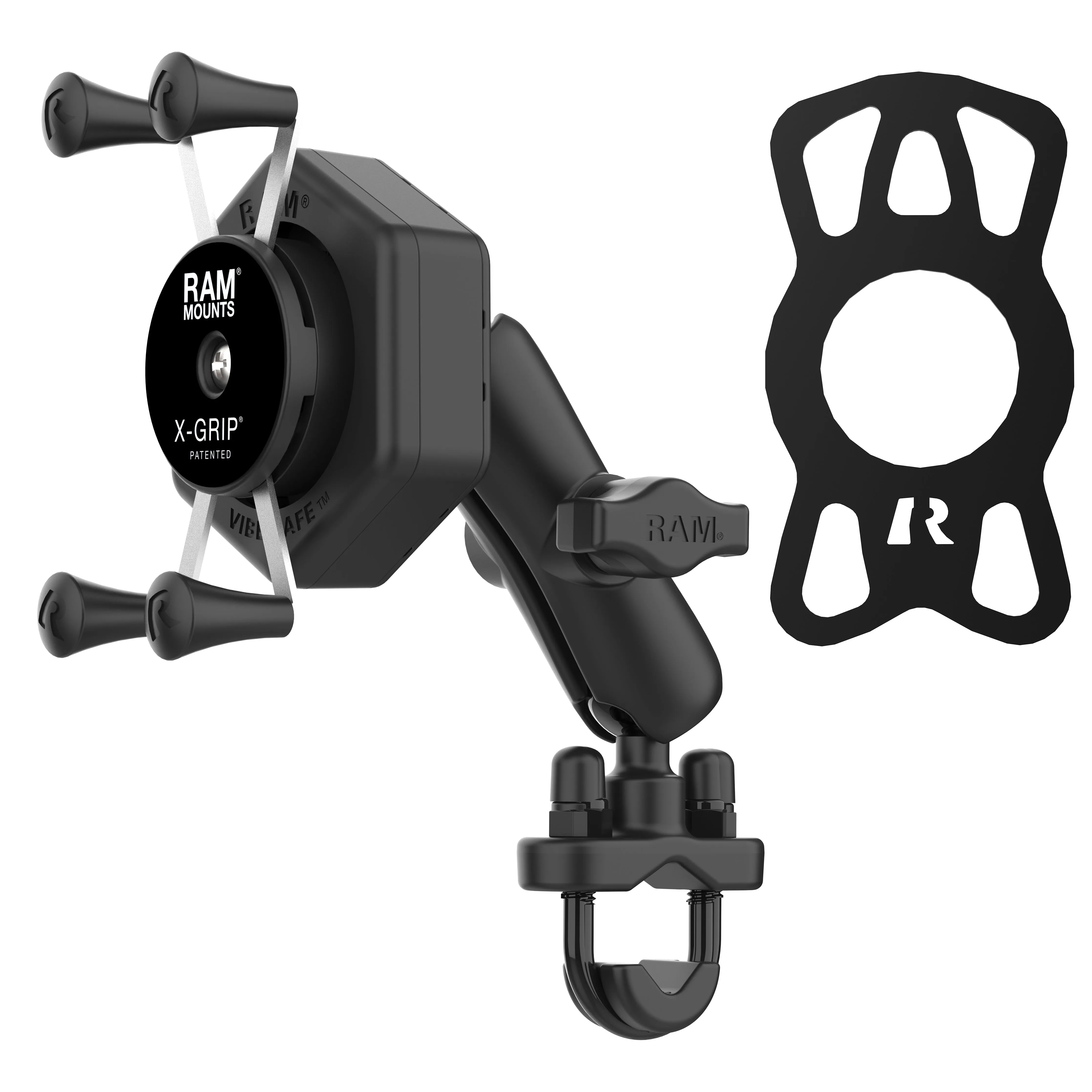 RAM® X-Grip® Phone Mount with Vibe-Safe™ & U-Bolt Base - Medium