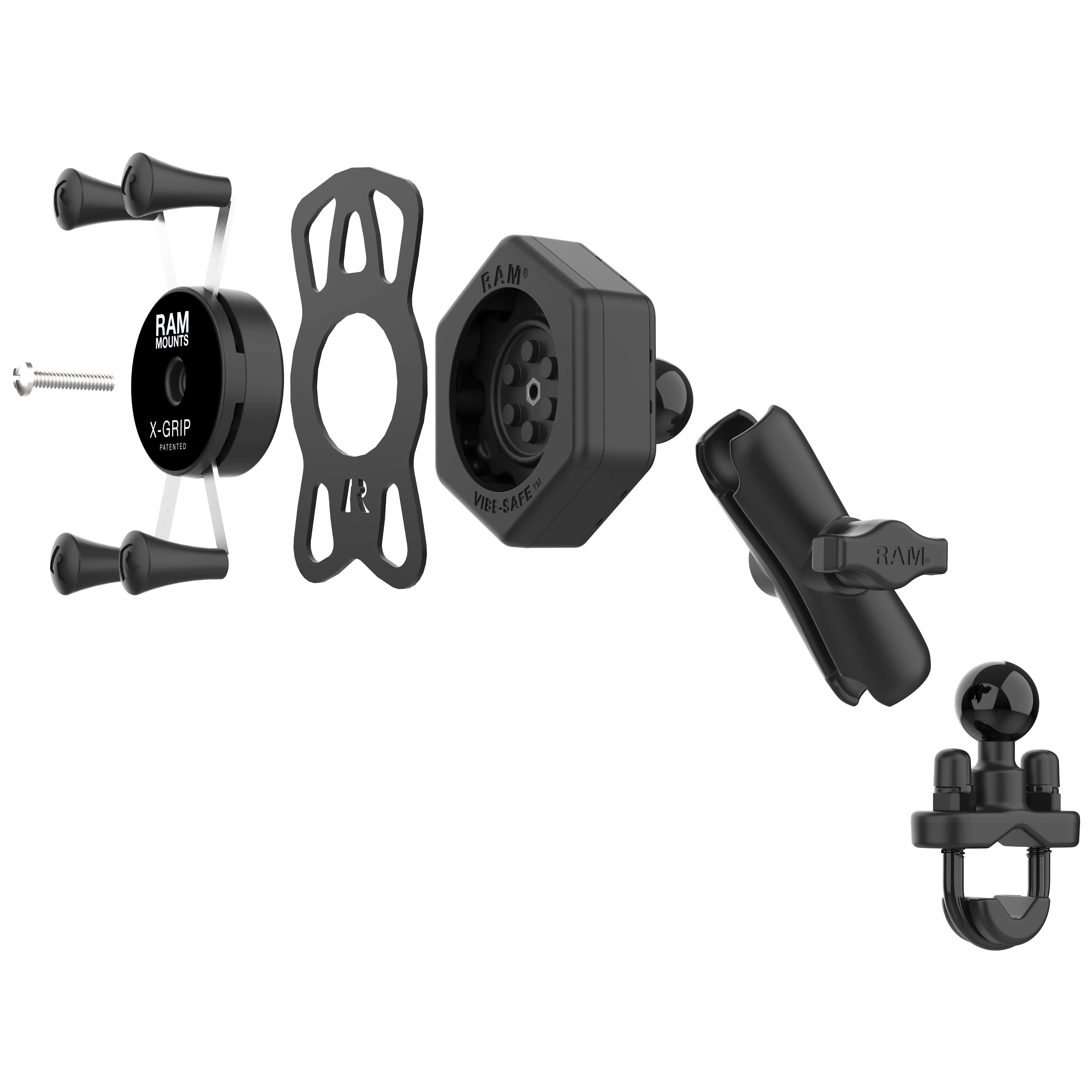 RAM® X-Grip® Phone Mount with Vibe-Safe™ & U-Bolt Base - Medium