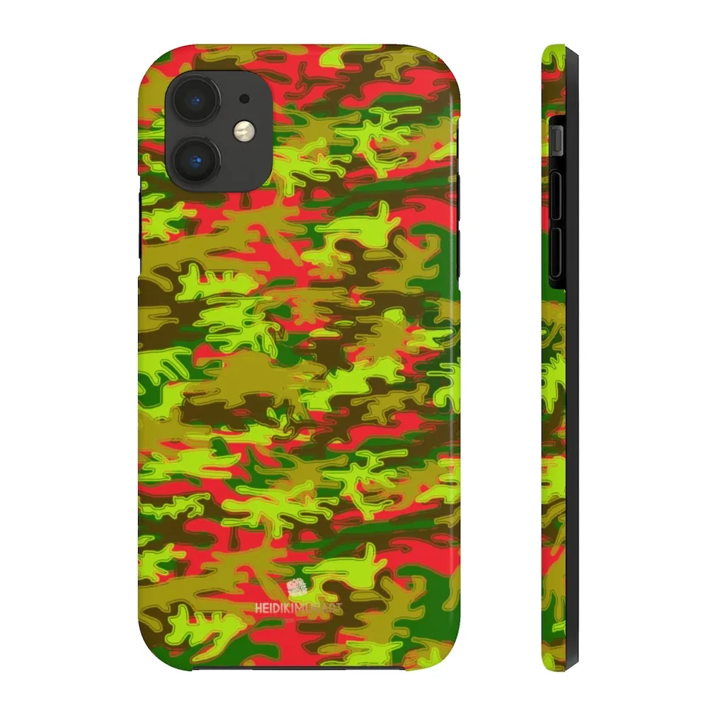 Red Green Camo iPhone Case, Military Print Case Mate Tough Samsung Galaxy Phone Cases