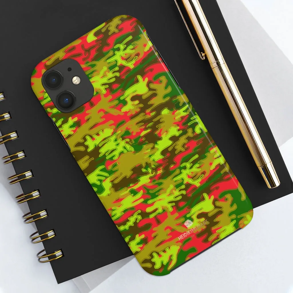 Red Green Camo iPhone Case, Military Print Case Mate Tough Samsung Galaxy Phone Cases