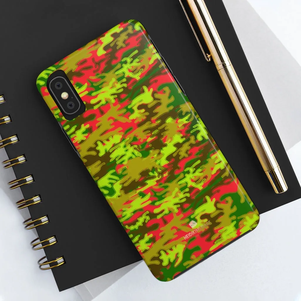 Red Green Camo iPhone Case, Military Print Case Mate Tough Samsung Galaxy Phone Cases