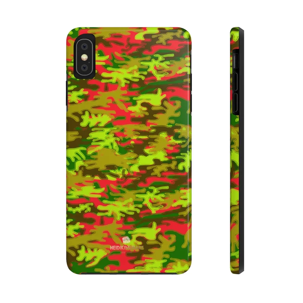 Red Green Camo iPhone Case, Military Print Case Mate Tough Samsung Galaxy Phone Cases