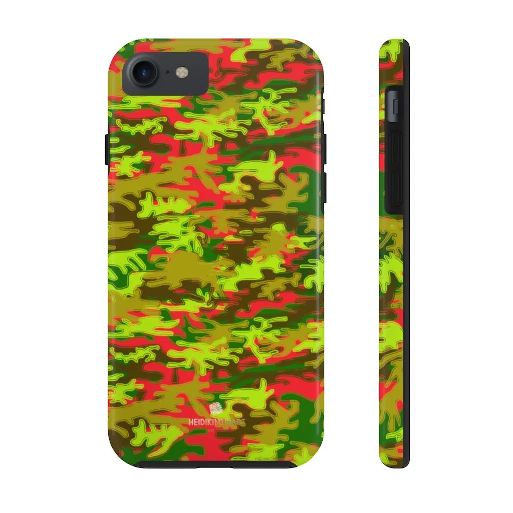 Red Green Camo iPhone Case, Military Print Case Mate Tough Samsung Galaxy Phone Cases