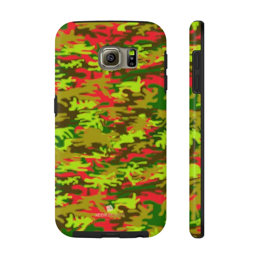 Red Green Camo iPhone Case, Military Print Case Mate Tough Samsung Galaxy Phone Cases