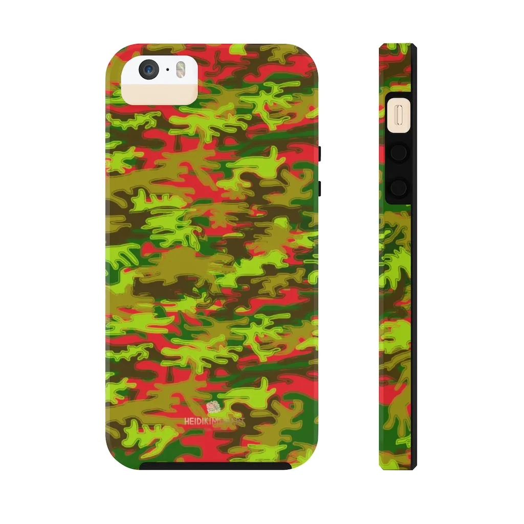 Red Green Camo iPhone Case, Military Print Case Mate Tough Samsung Galaxy Phone Cases