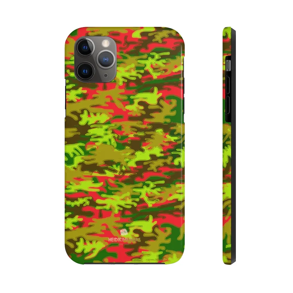 Red Green Camo iPhone Case, Military Print Case Mate Tough Samsung Galaxy Phone Cases