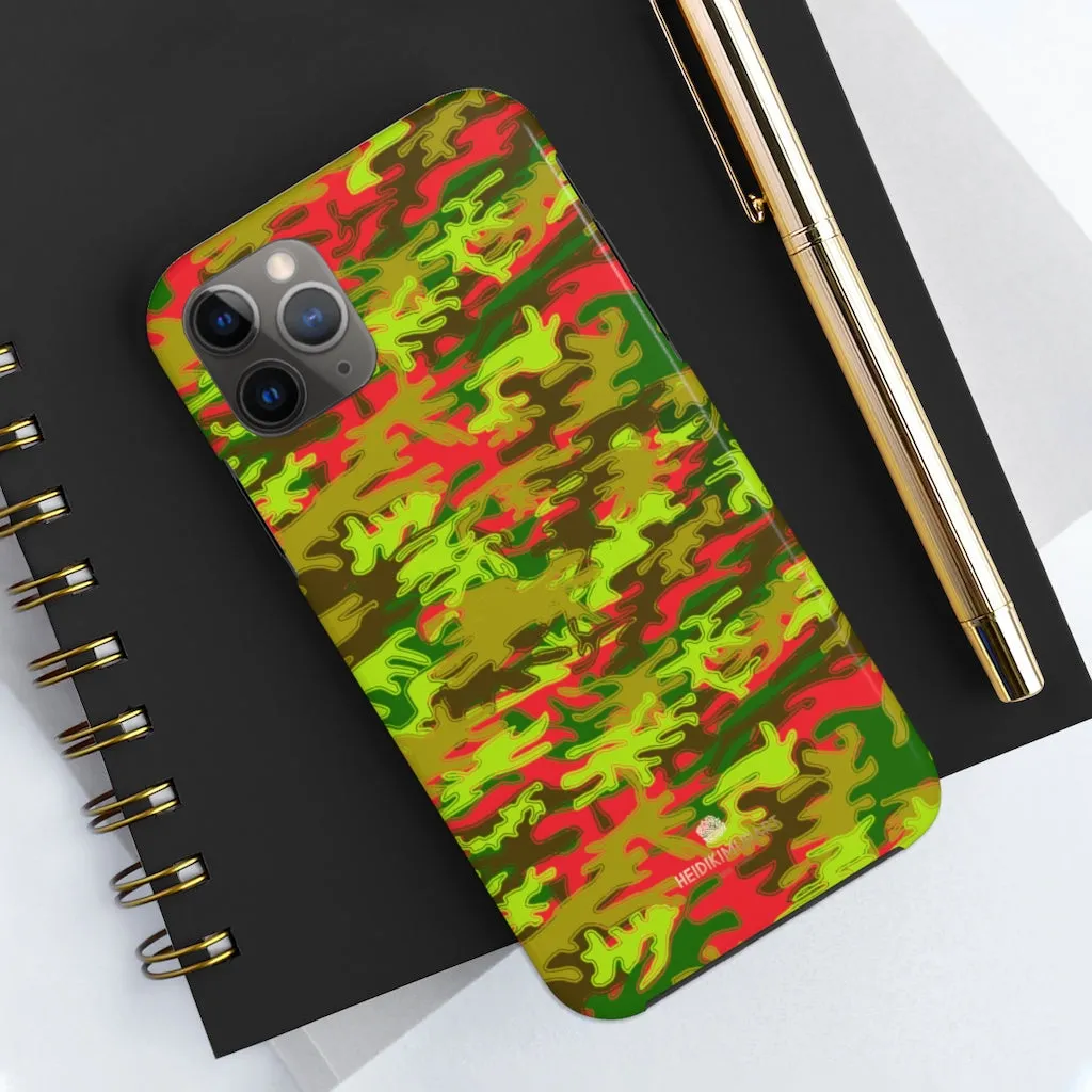 Red Green Camo iPhone Case, Military Print Case Mate Tough Samsung Galaxy Phone Cases