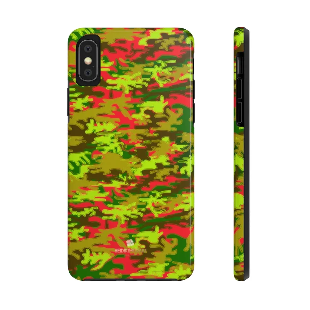 Red Green Camo iPhone Case, Military Print Case Mate Tough Samsung Galaxy Phone Cases