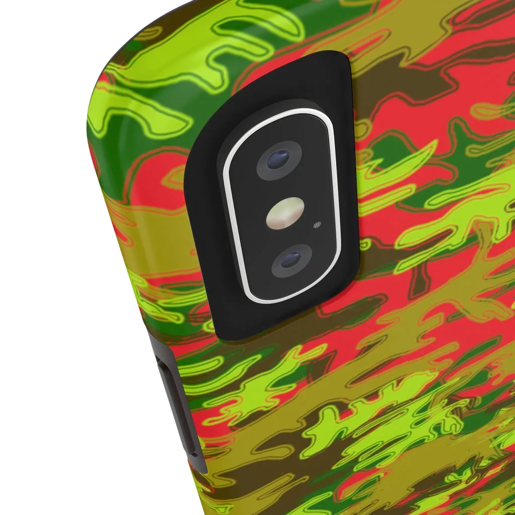 Red Green Camo iPhone Case, Military Print Case Mate Tough Samsung Galaxy Phone Cases