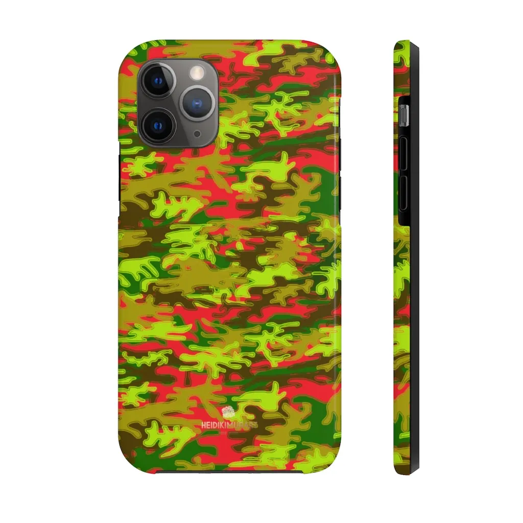 Red Green Camo iPhone Case, Military Print Case Mate Tough Samsung Galaxy Phone Cases