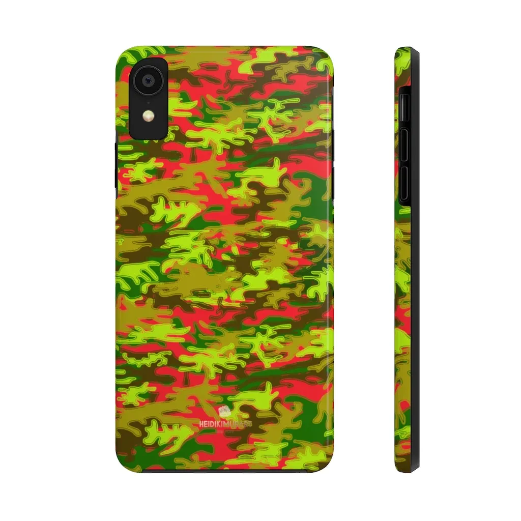 Red Green Camo iPhone Case, Military Print Case Mate Tough Samsung Galaxy Phone Cases