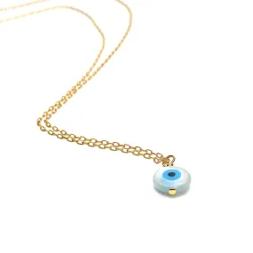 ROUND MOTHER OF PEARL EVIL EYE NECKLACE