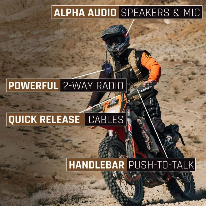 Rugged Radios MOTO MAX Complete Motorcycle Communication Kit with Heavy-Duty OFFROAD Cables - With High-Viz RDH-X - Business Band Radio