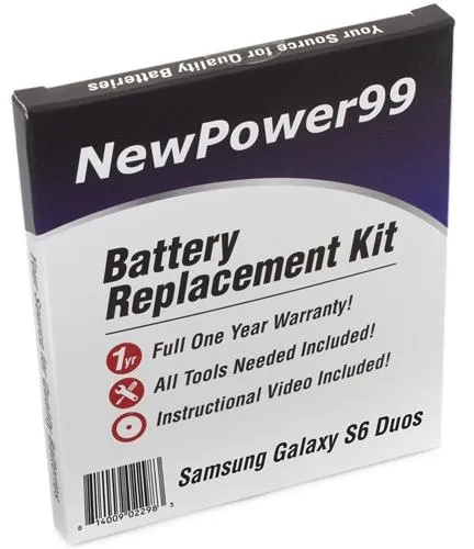 Samsung GALAXY S6 Duos Battery Replacement Kit with Tools, Video Instructions and Extended Life Battery