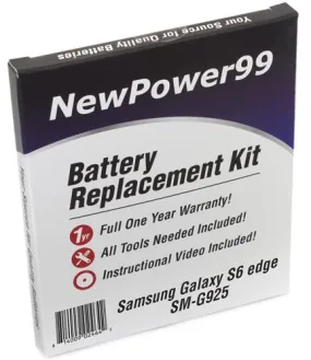 Samsung GALAXY S6 Edge SM-G925 Battery Replacement Kit with Tools, Video Instructions and Extended Life Battery