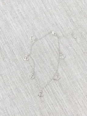 Silver Anchor Charm Anklet