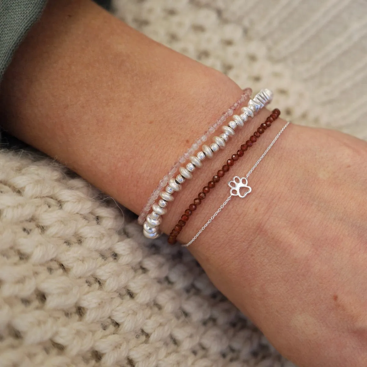 Silver Paw Print on Fine Chain Bracelet