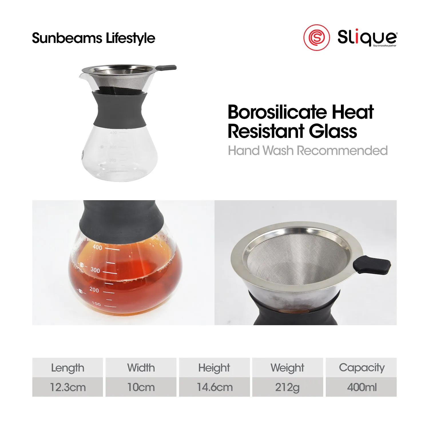 SLIQUE Premium Borosilicate Glass Drip Coffee Maker