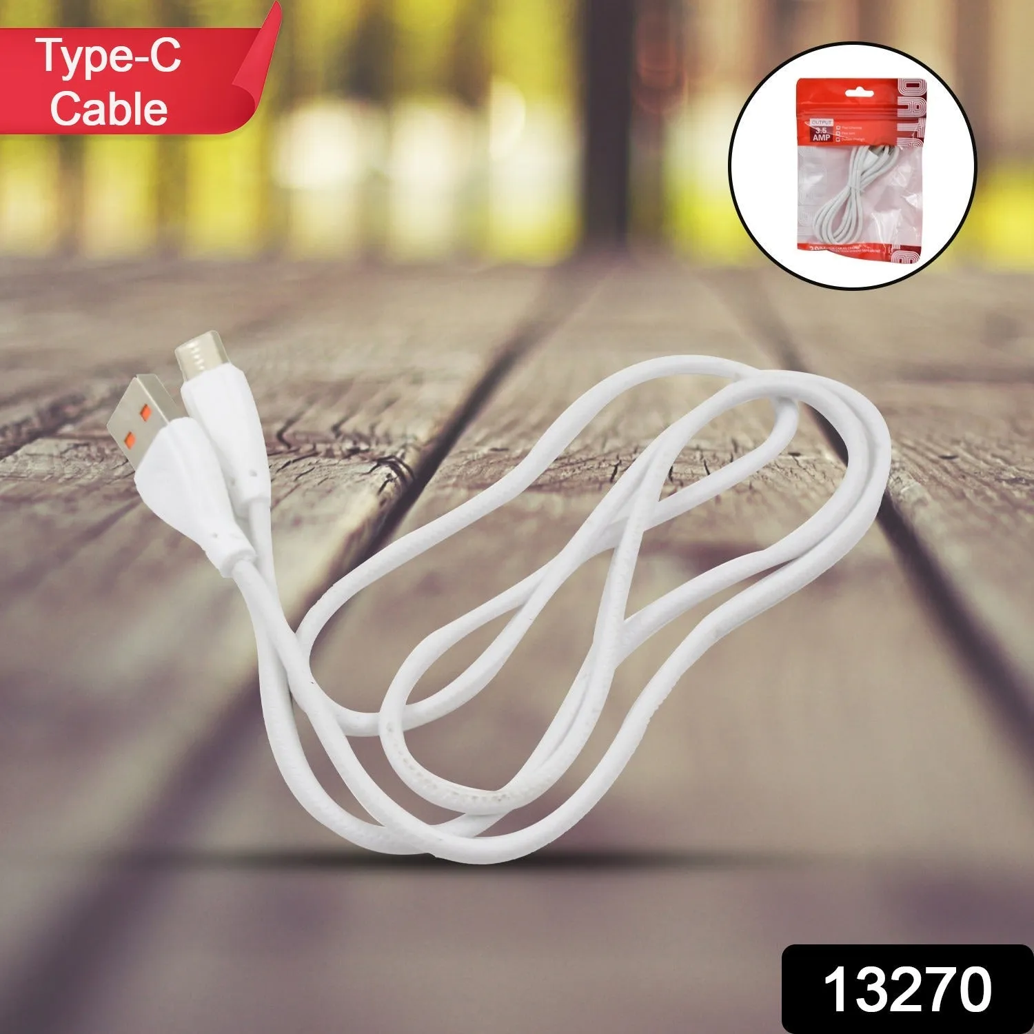 Type C data cable with 3.5 Amp Fast Charging Cable (900 MM / 1 Pc)