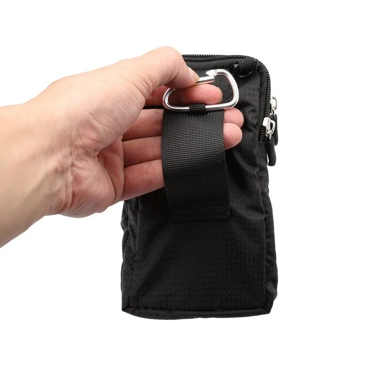 Universal For All Below 6.3-6.9 inch Mobile Phones Pouch Outdoor 3 Pockets 2 Zippers Wallet Case Belt Clip Bag for smartphone