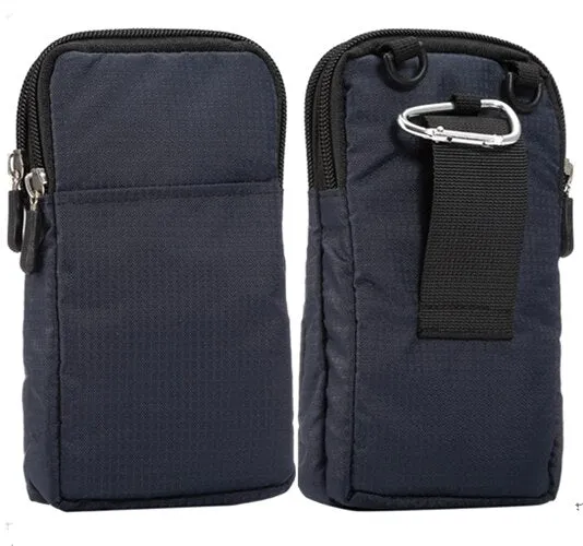 Universal For All Below 6.3-6.9 inch Mobile Phones Pouch Outdoor 3 Pockets 2 Zippers Wallet Case Belt Clip Bag for smartphone