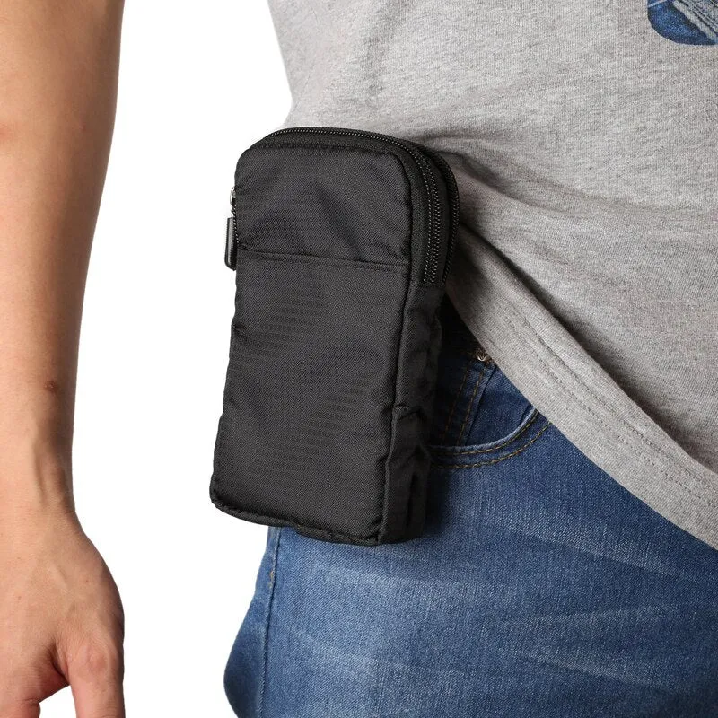 Universal For All Below 6.3-6.9 inch Mobile Phones Pouch Outdoor 3 Pockets 2 Zippers Wallet Case Belt Clip Bag for smartphone