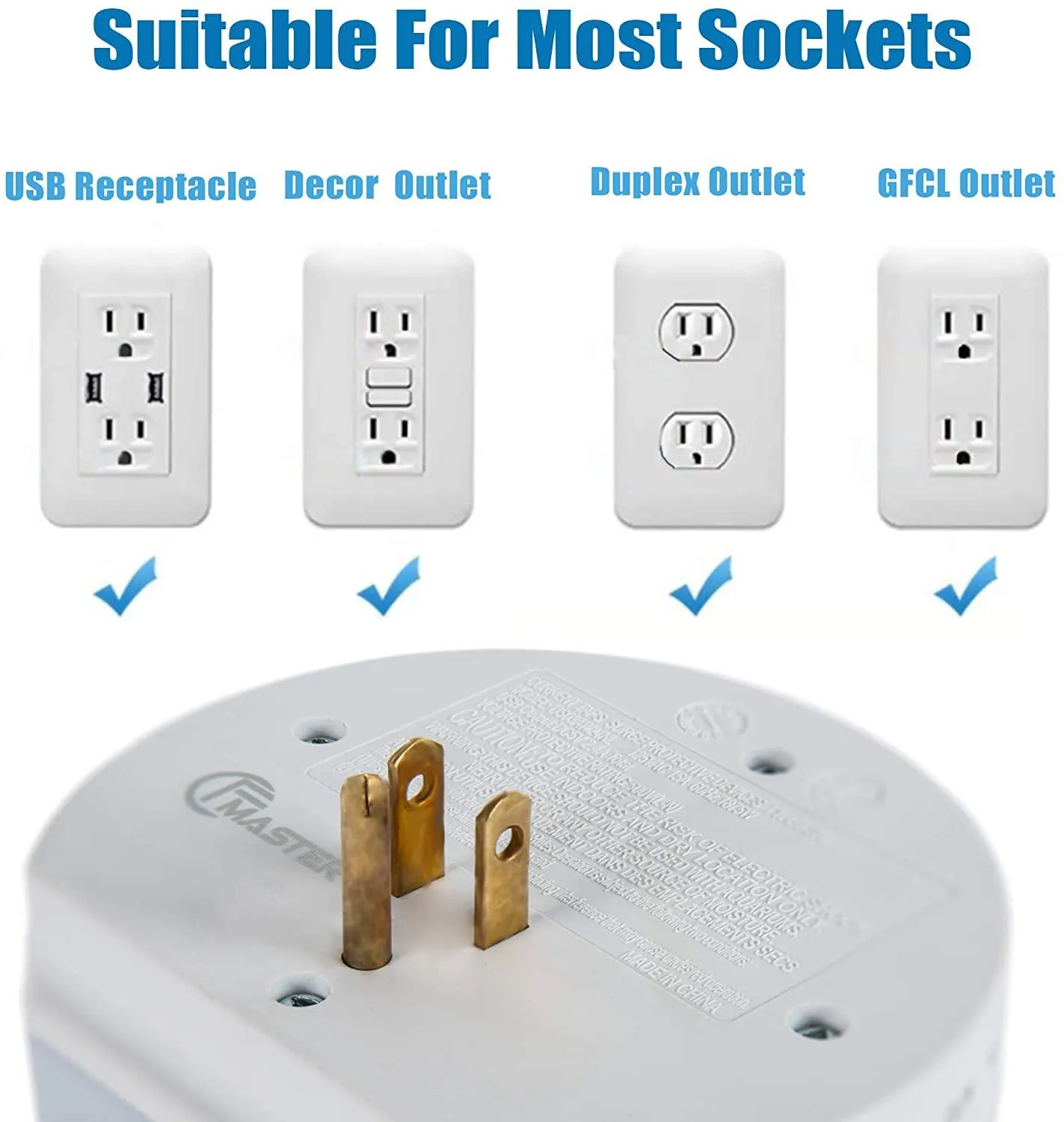 USB Wall Outlet Extender, Surge Protector Wall Outlet Plug with 3 Outlet and 2 USB Port(5V/2.4A)