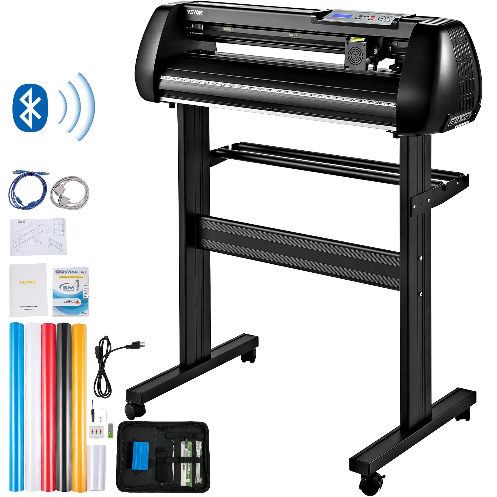 Vevor Vinyl Cutter 28" with Stand Adjustable Speed and Force Plotter SignMaster Software Bluetooth Connection New