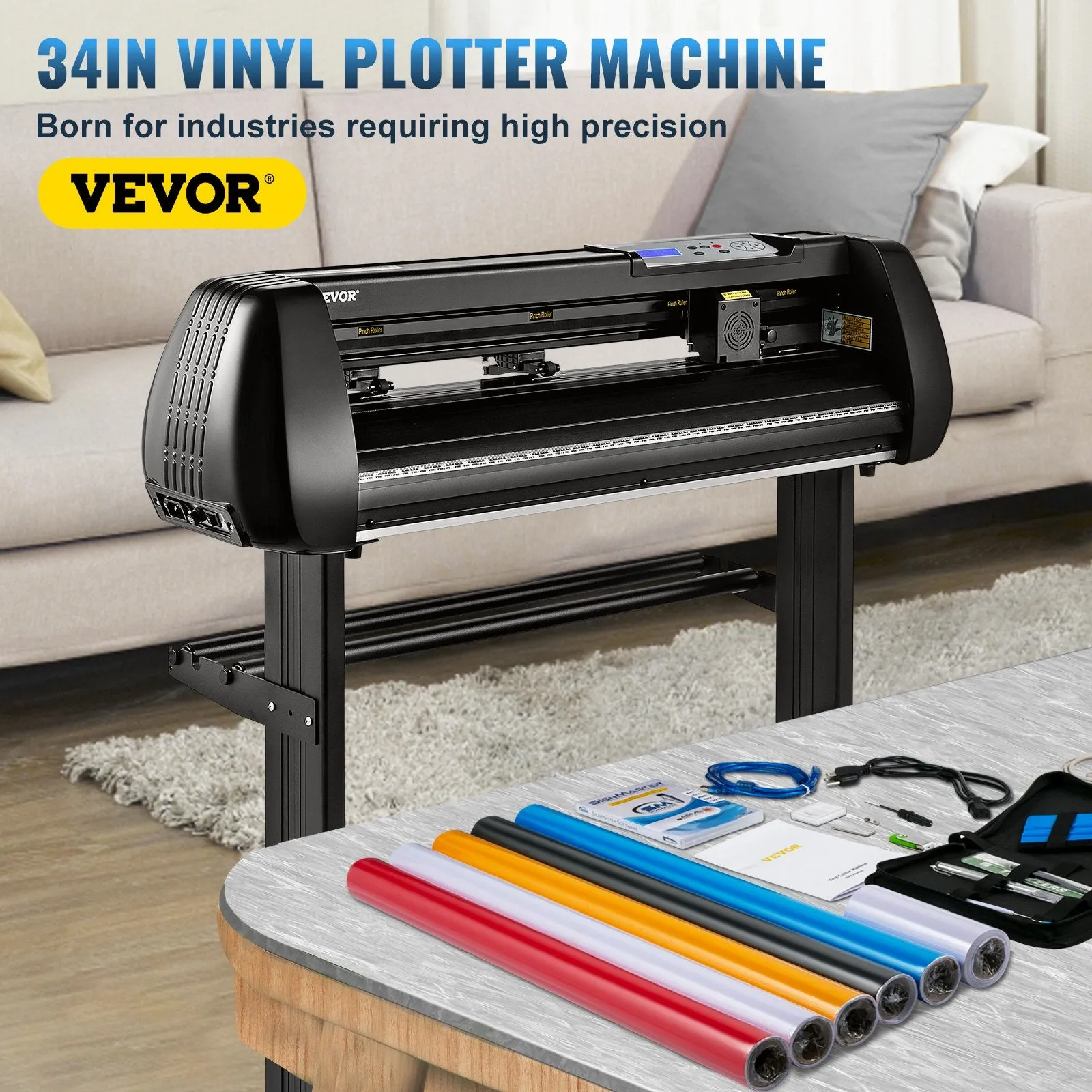 Vevor Vinyl Cutter 34" with Stand Adjustable Speed and Force Plotter SignMaster Software Bluetooth Connection New