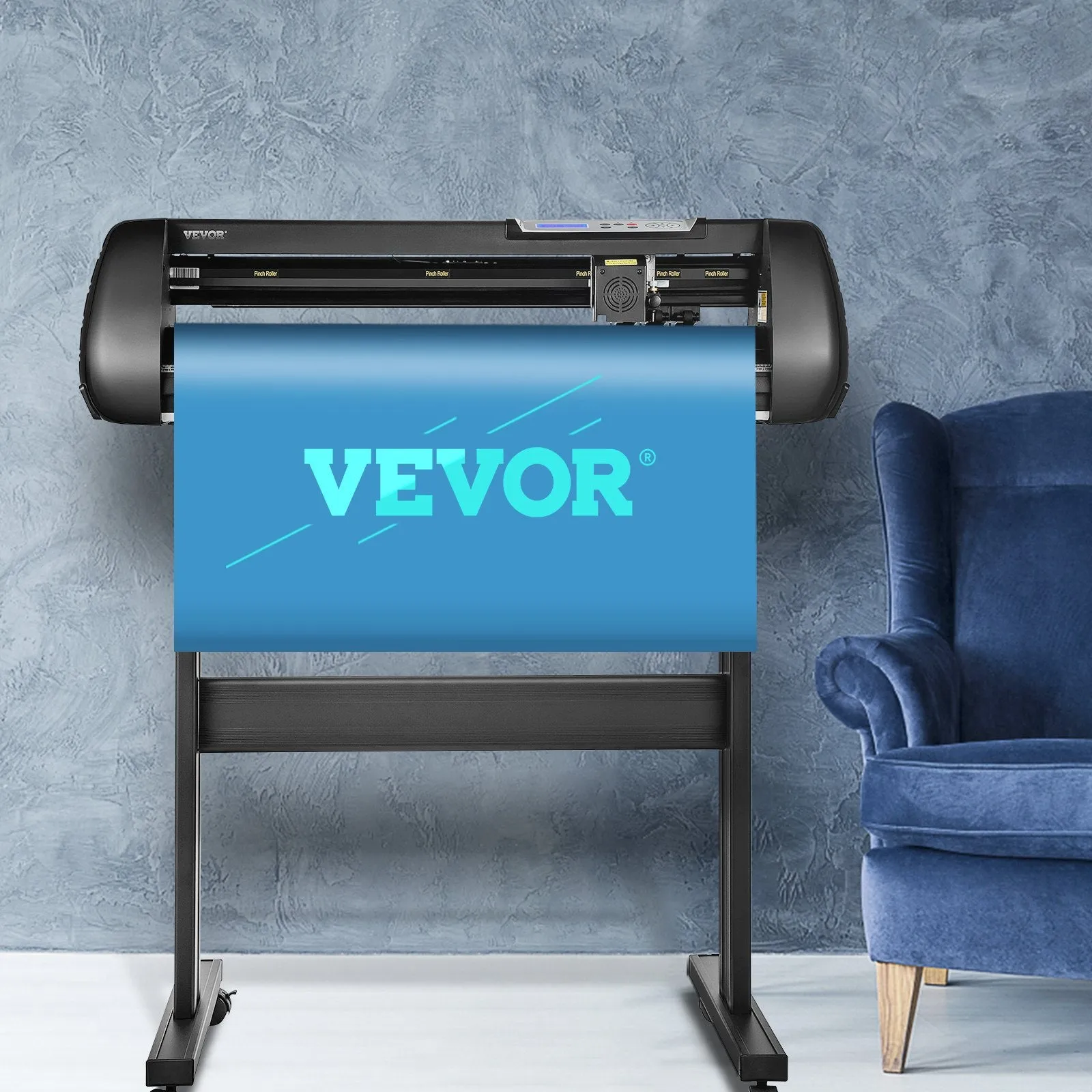 Vevor Vinyl Cutter 34" with Stand Adjustable Speed and Force Plotter SignMaster Software Bluetooth Connection New