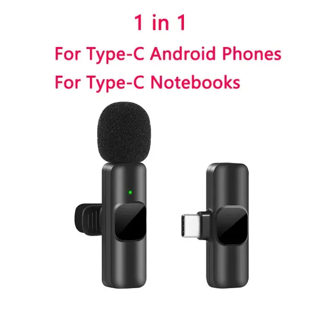 Wireless Microphone Portable Audio Video Recording Mini Mic for iPhone Android Live Broadcast Gaming Phone Mic