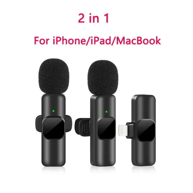 Wireless Microphone Portable Audio Video Recording Mini Mic for iPhone Android Live Broadcast Gaming Phone Mic