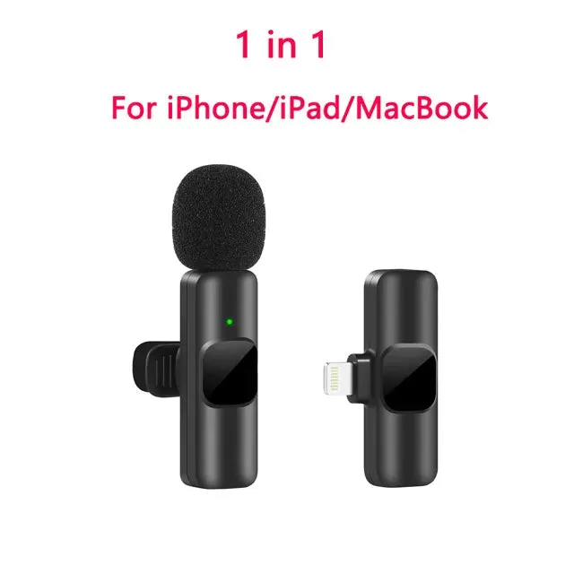 Wireless Microphone Portable Audio Video Recording Mini Mic for iPhone Android Live Broadcast Gaming Phone Mic