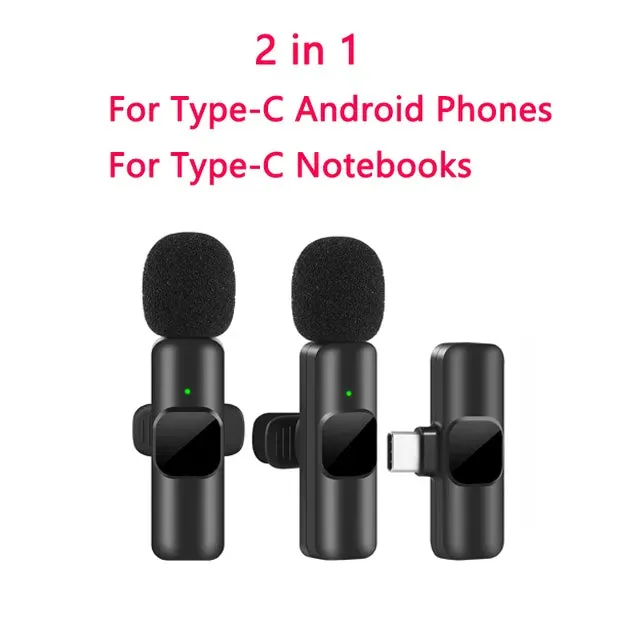 Wireless Microphone Portable Audio Video Recording Mini Mic for iPhone Android Live Broadcast Gaming Phone Mic